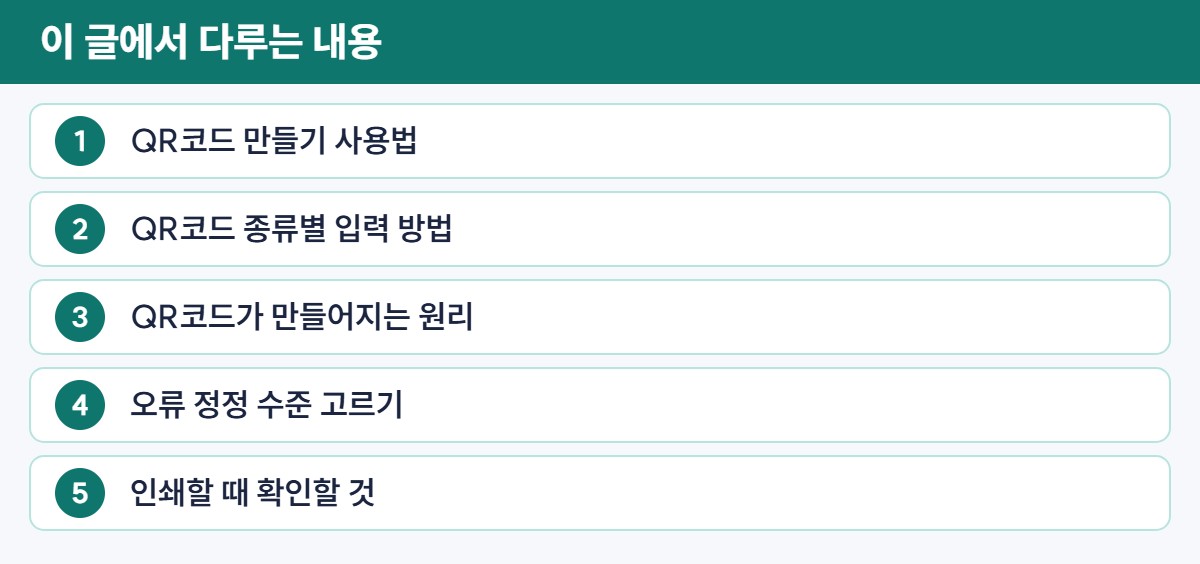글 구성 한눈에 보기 – QR코드 만들기