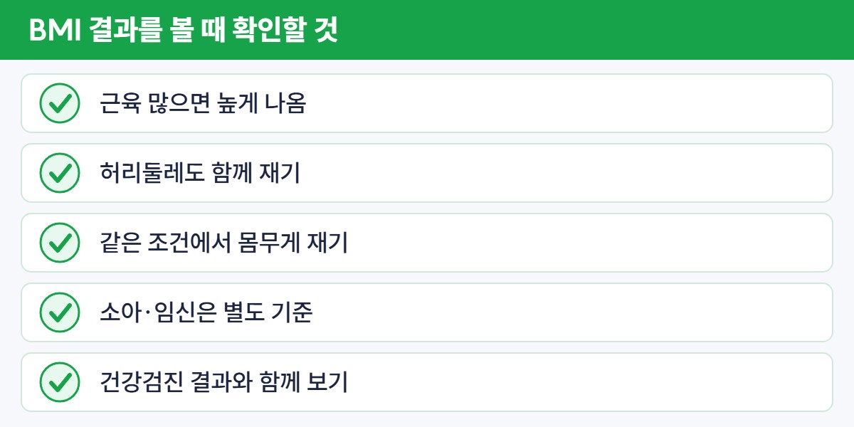 BMI 결과 해석 전 확인 체크리스트